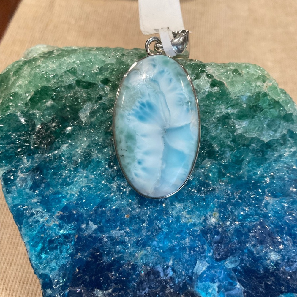 Elegant Larimar Blue in Sterling Silver Pendant
